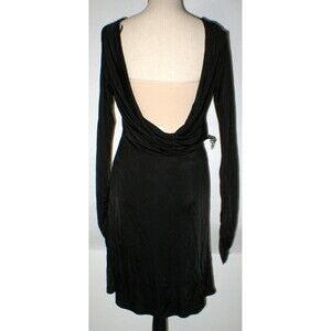 New Womens 10 NWT Designer Cristinaeffe Italy Black Dress Low Back LS 46 IT